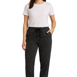 Old Navy Textured Pants Black Stripe Casual Drawstring Waist Joggers Size M Nwot